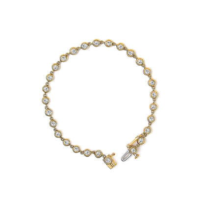 10K Yellow Gold 1 1/2 Cttw Lab Grown Diamond Bezel Link Bracelet  DestGlow