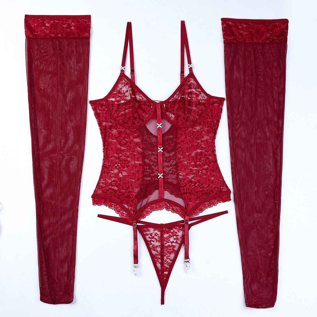 Scarlet Desire Lace 3 Piece Corset Set