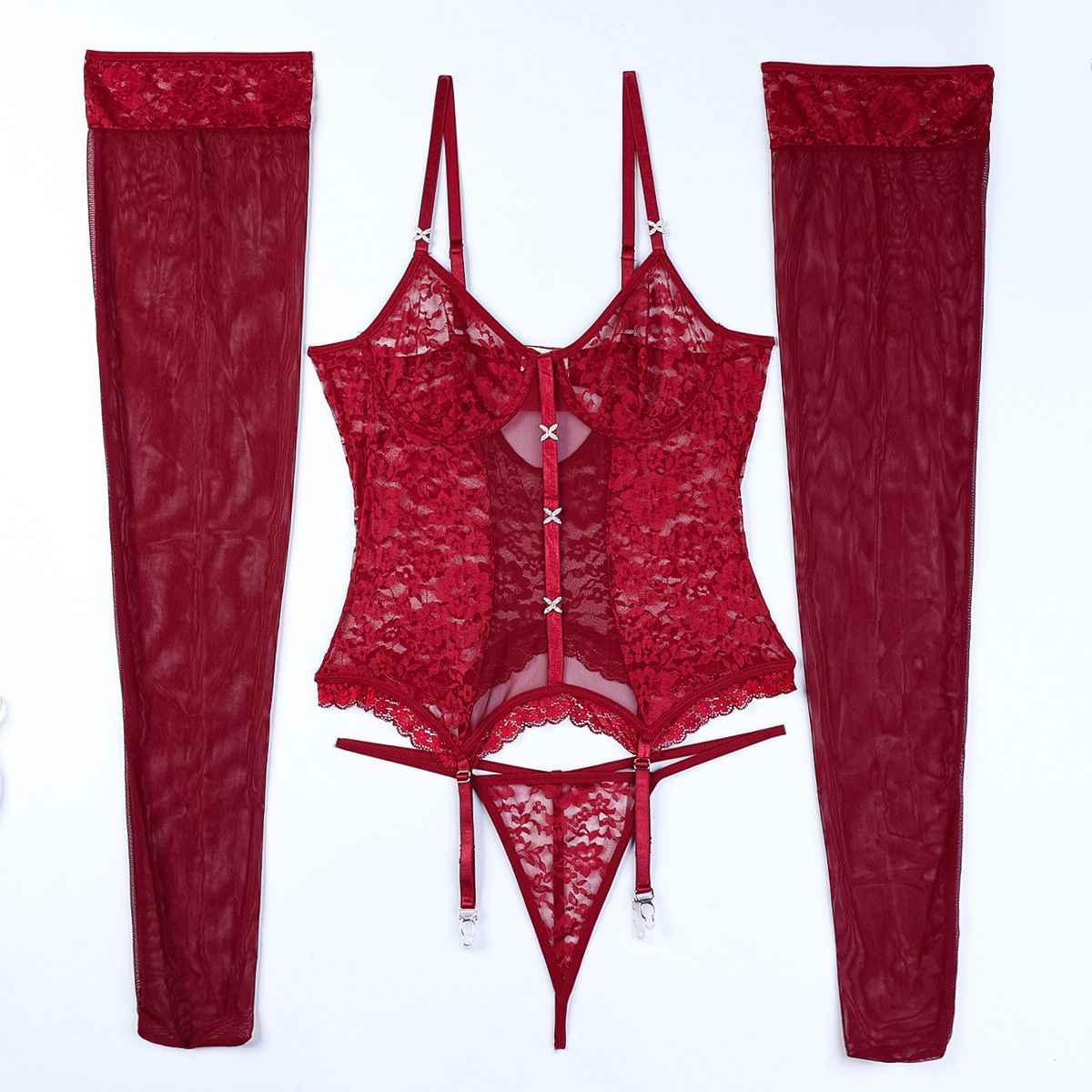 Scarlet Desire Lace 3 Piece Corset Set