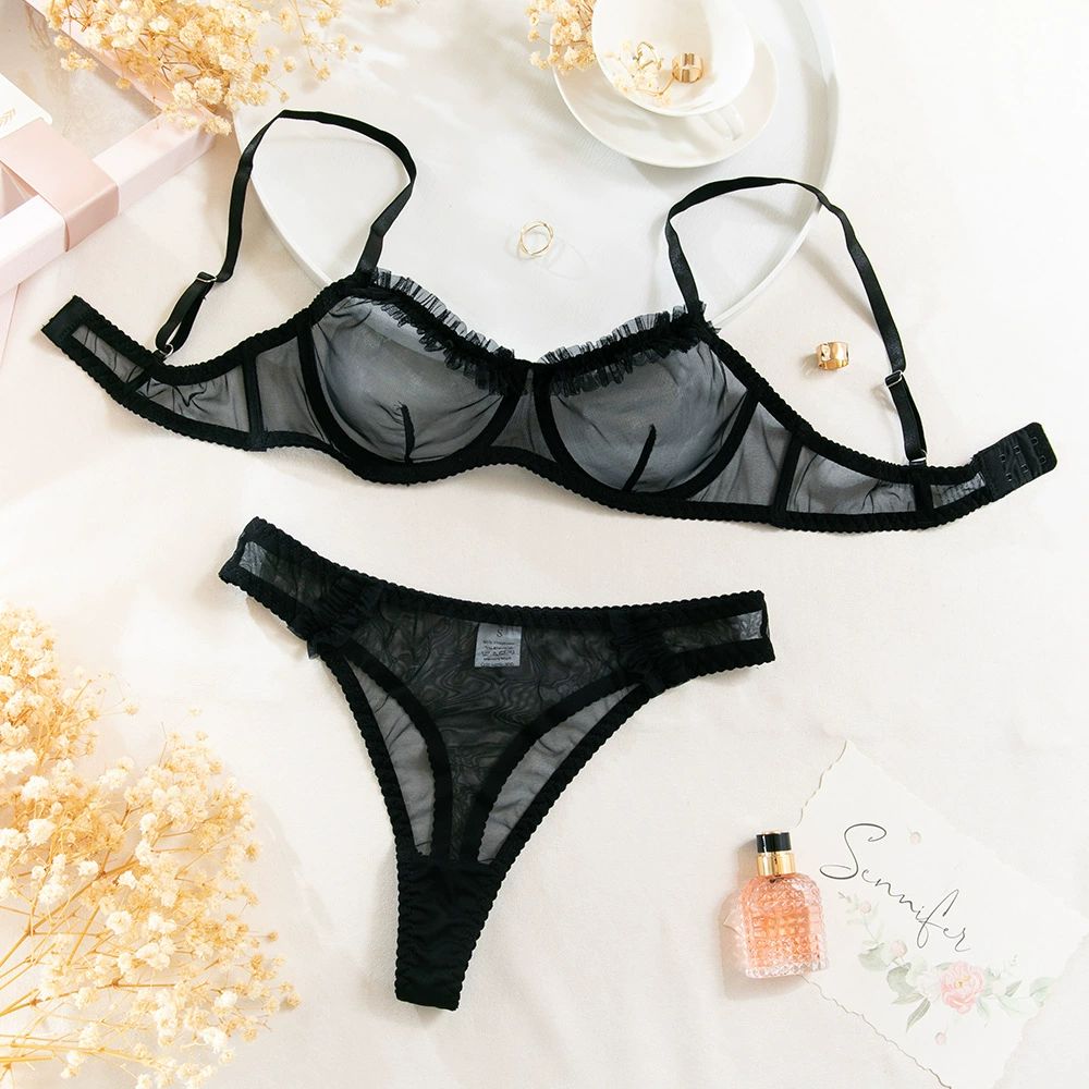 Whisper Sheer Black 2 Piece Lingerie Set by Lingerie By Coco