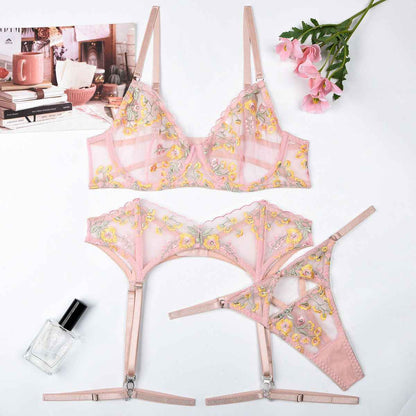 Blooming Elegance Embroidered Lingerie Set