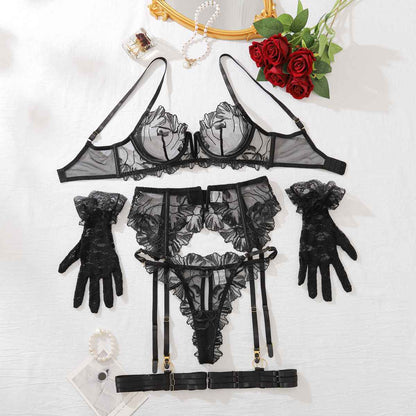 Midnight Bloom Lace Lingerie Set