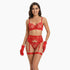 Midnight Bloom Lace Lingerie Set Red by Lingerie By Coco