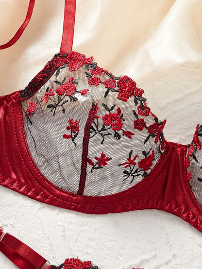 Rose Embroidered Lingerie 2 Piece Set by Lingerie By Coco