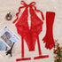 Crimson Desire Lace Teddy & Glove Set by Lingerie By Coco