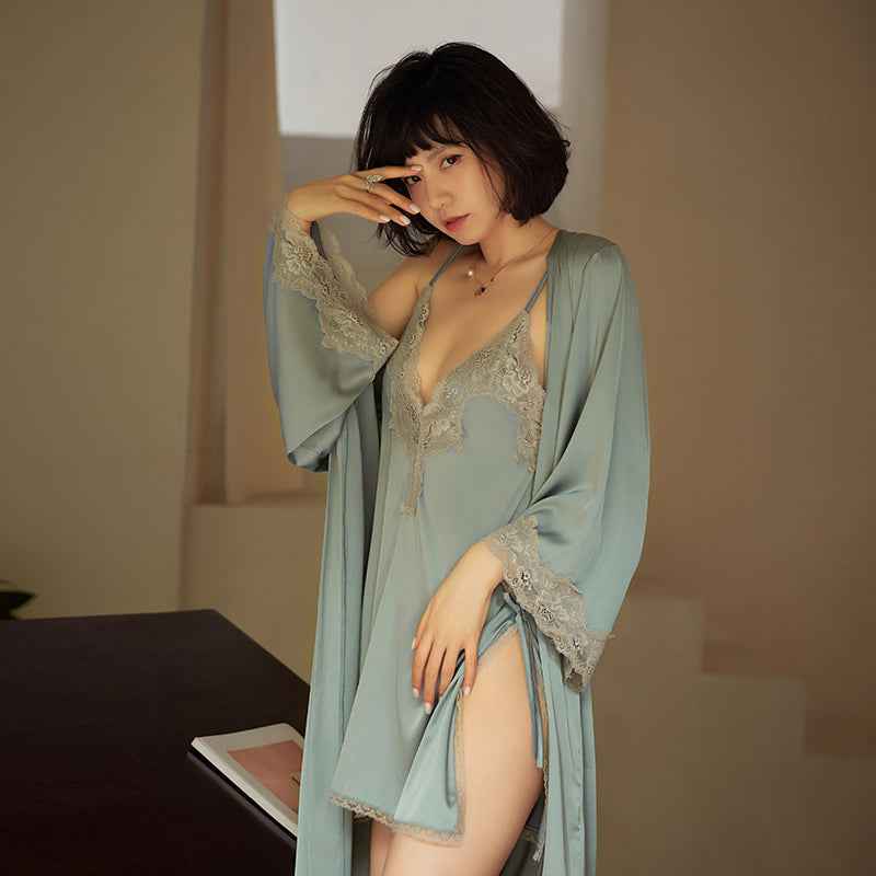 Madeline 3 Piece Satin &amp; Lace Lingerie Set