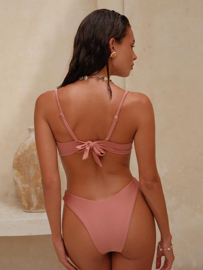 Blush Soleil Bikini Swimwear Set Flattering Ruched Underwire Top