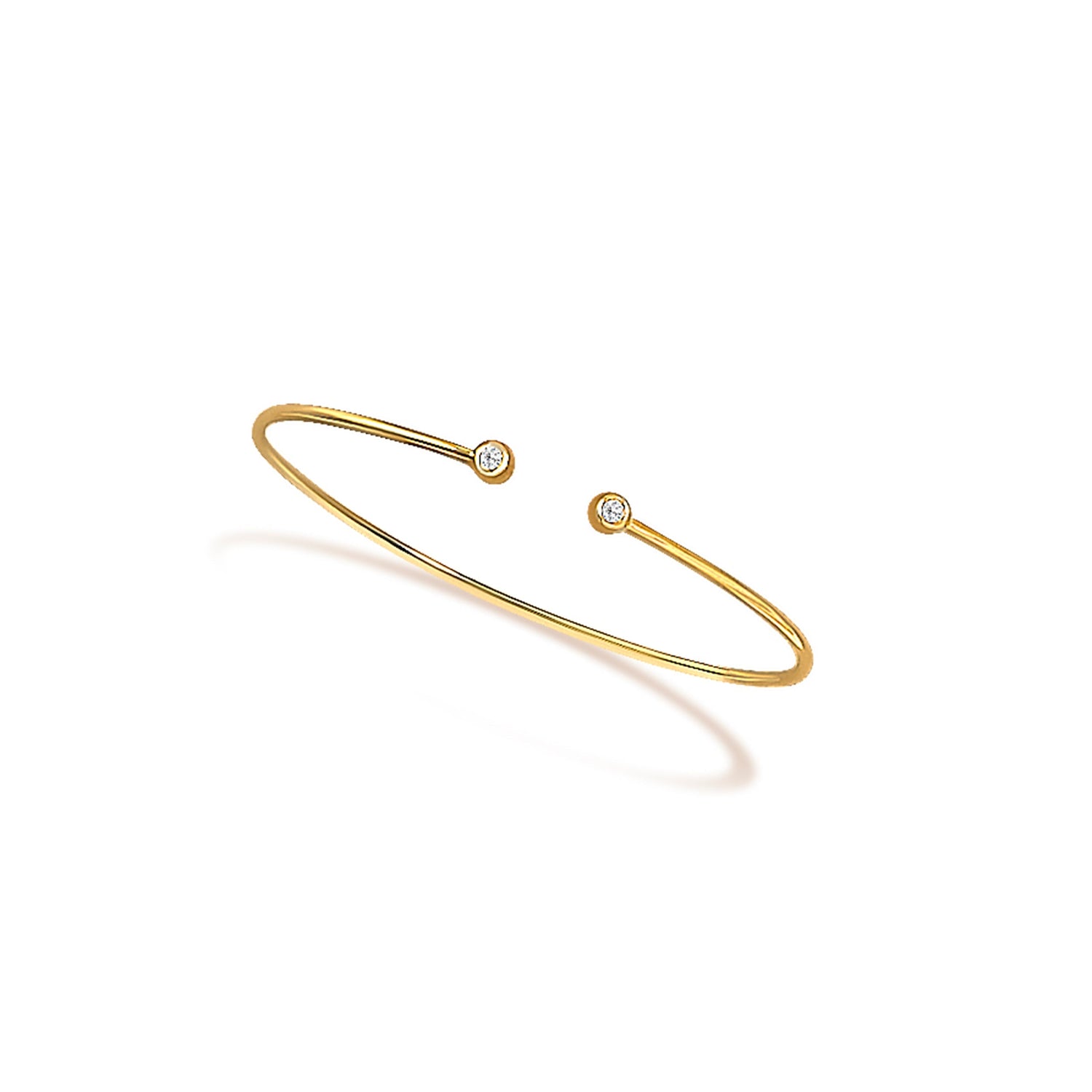 10K Yellow Gold plated Sterling Silver Lab Grown Diamond Accent Bezel Cuff Bangle Bracelet  DestGlow