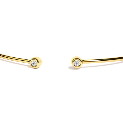 10K Yellow Gold plated Sterling Silver Lab Grown Diamond Accent Bezel Cuff Bangle Bracelet  DestGlow