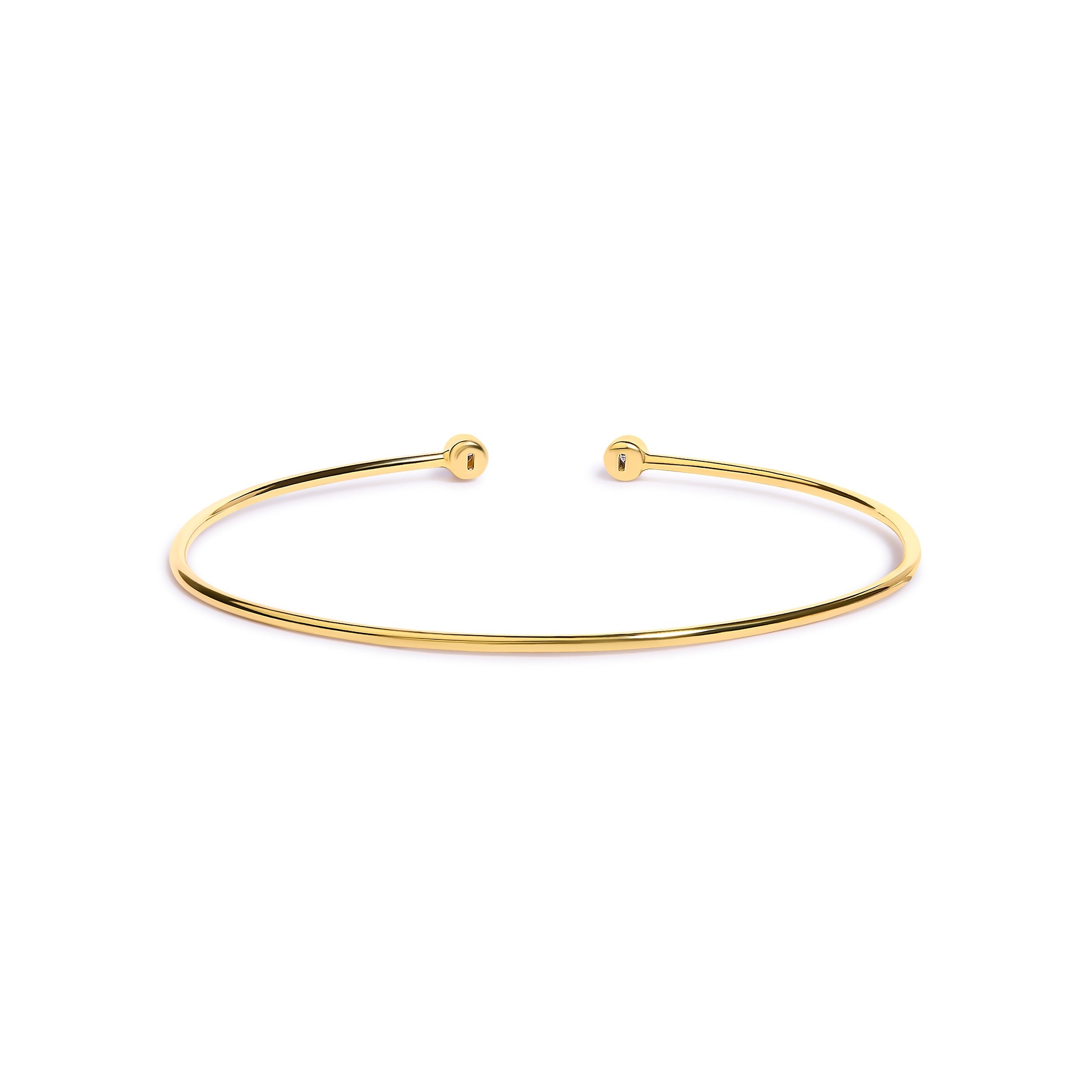 10K Yellow Gold plated Sterling Silver Lab Grown Diamond Accent Bezel Cuff Bangle Bracelet  DestGlow