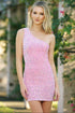 Aria One Shoulder Sequin Mini Dress - Pink Multi - FINAL SALE 
