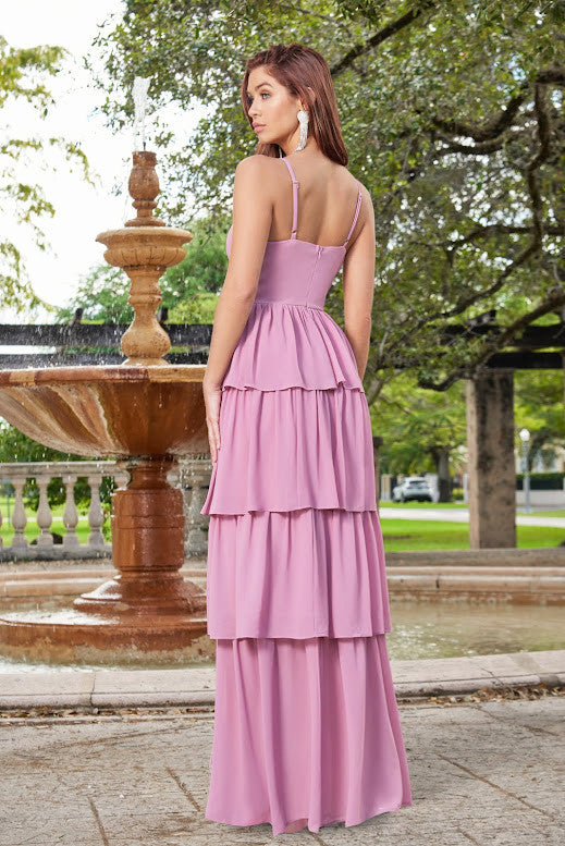 Miriam Tiered Maxi Dress - Mauve - DestGlow