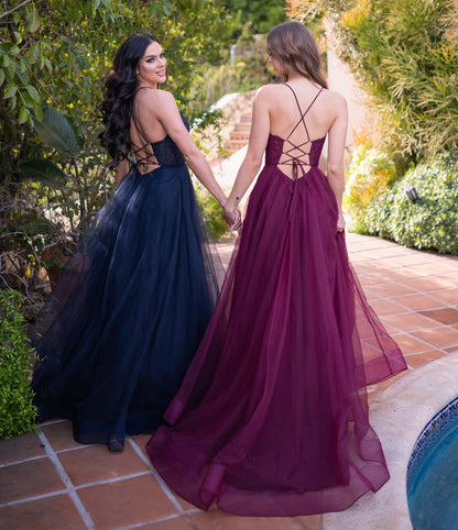 Dani Gown - Navy - Lace &amp; Tulle A-line Dress