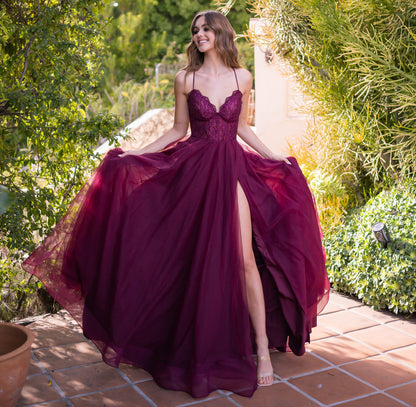 Dani Gown - Mulberry - Lace &amp; Tulle A-line Dress