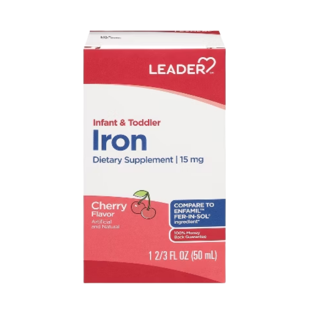 Leader Infant Cherry Liquid Iron &amp; Vitamin A, C &amp; D Supplement (1.67 oz) by Farmacias Savia