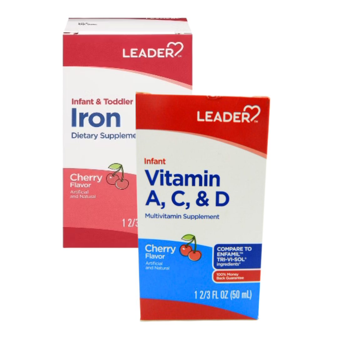 Leader Infant Cherry Liquid Iron &amp; Vitamin A, C &amp; D Supplement (1.67 oz) by Farmacias Savia