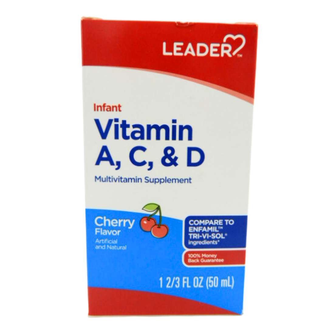 Leader Infant Vitamin A, C &amp; D Cherry Liquid Supplement (1.67 oz) by Farmacias Savia