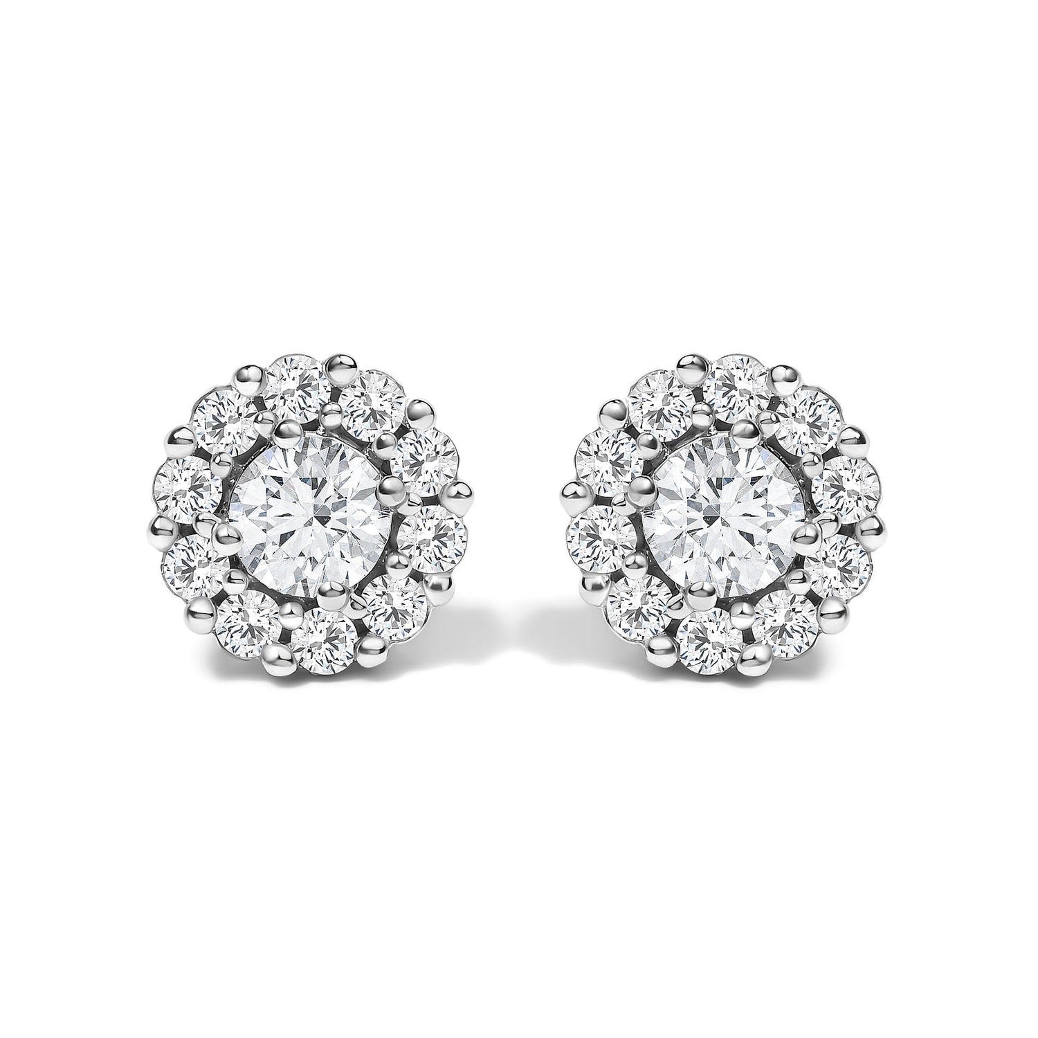 10K White Gold 1 1/2 Cttw Lab Grown Diamond Halo Stud Earrings  DestGlow