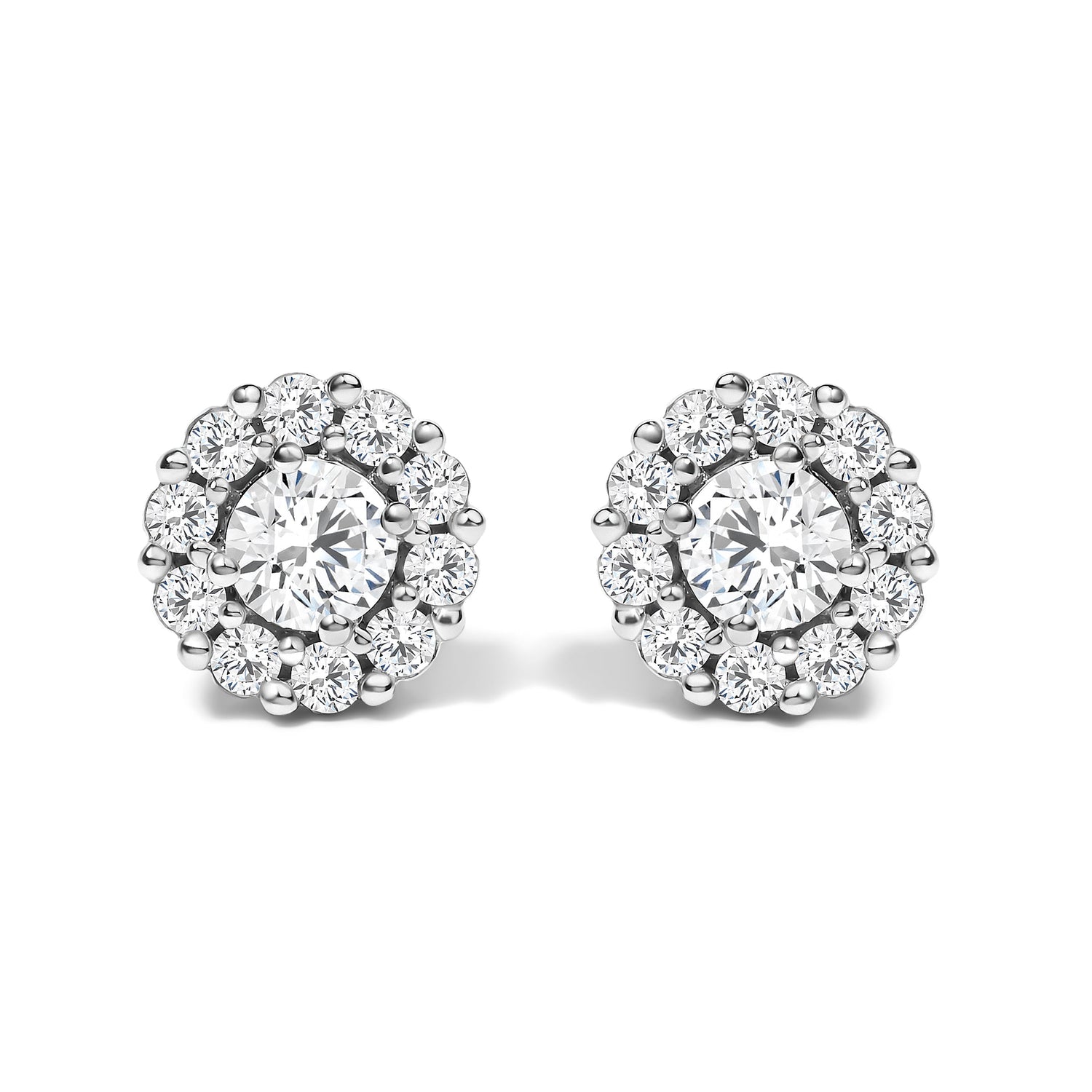 10K White Gold 3.0 Cttw Lab Grown Diamond Halo Stud Earrings