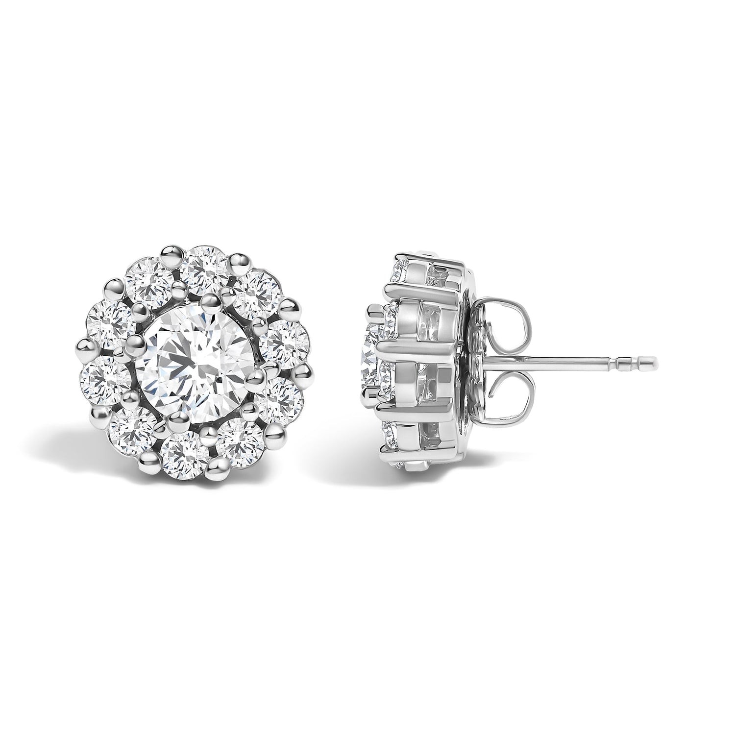 10K White Gold 3.0 Cttw Lab Grown Diamond Halo Stud Earrings