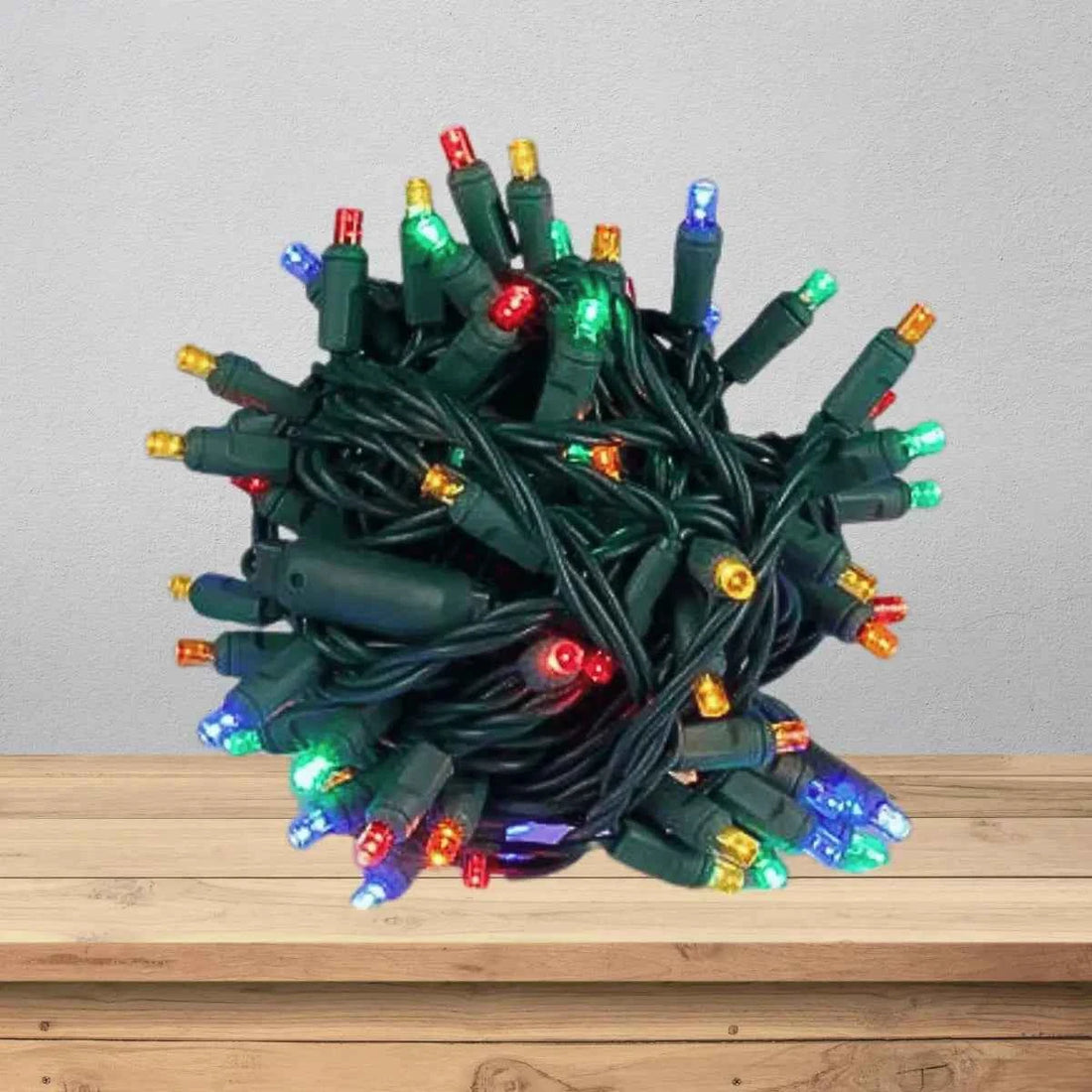 LED Mini Lights 5MM Multicolor Green Wire 6" Spacing