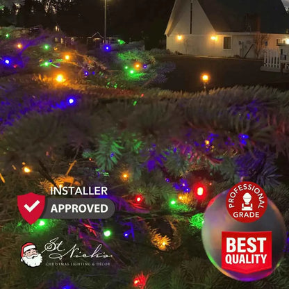 LED Mini Lights 5MM Multicolor Green Wire 6" Spacing