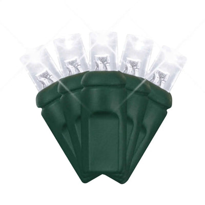 LED Mini Lights 5MM Pure White Twinkle Green Wire  6" Spacing