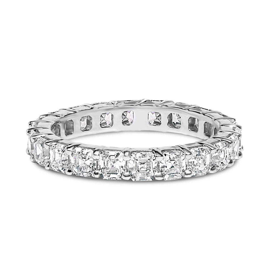 14K White Gold 2 1/3 Cttw Asscher Cut Lab Grown Diamond Eternity Band Ring (E-F Color, VS1-VS2 Clarity) - Ring Size 5.5 by Bids.com