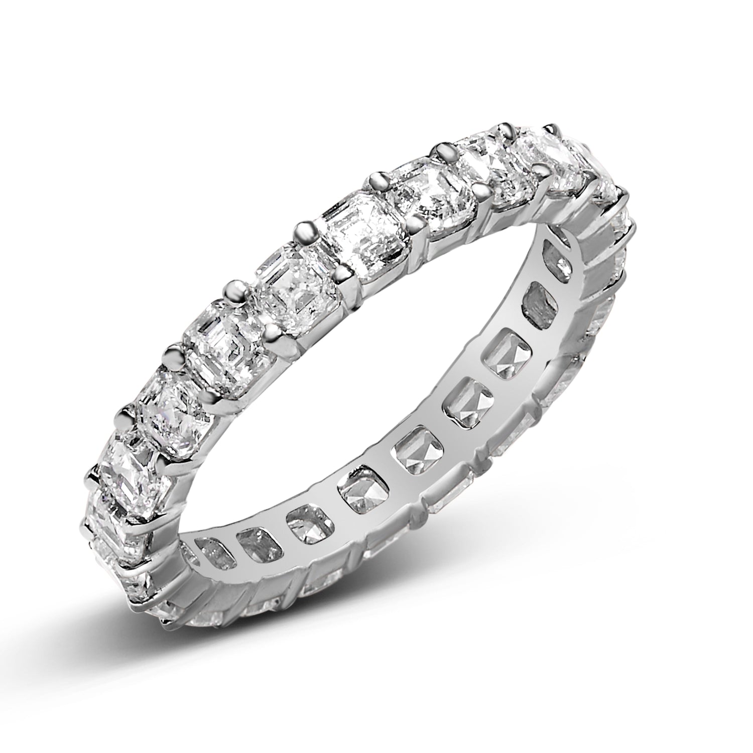 14K White Gold 2 1/3 Cttw Asscher Cut Lab Grown Diamond Eternity Band Ring (E-F Color, VS1-VS2 Clarity) - Ring Size 5.5 by Bids.com