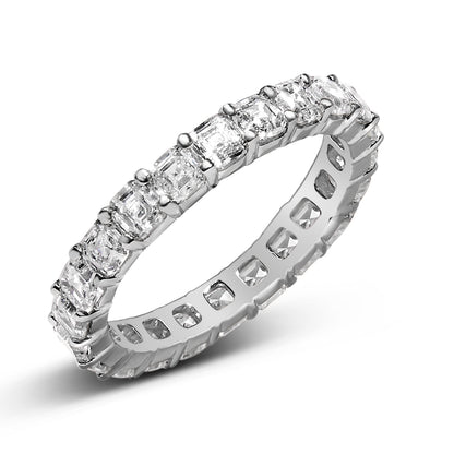 14K White Gold 2 1/3 Cttw Asscher Cut Lab Grown Diamond Eternity Band Ring (E-F Color, VS1-VS2 Clarity) - Ring Size 5.5 by Bids.com
