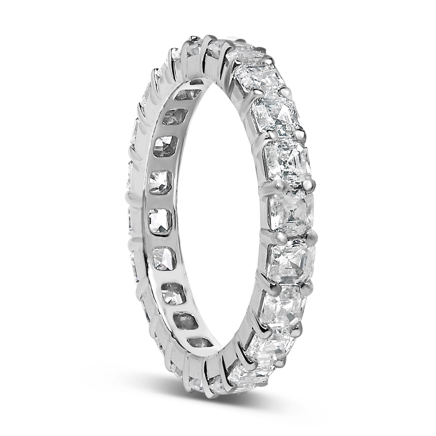 14K White Gold 2 1/3 Cttw Asscher Cut Lab Grown Diamond Eternity Band Ring (E-F Color, VS1-VS2 Clarity) - Ring Size 5.5 by Bids.com