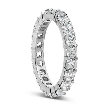 14K White Gold 2 1/3 Cttw Asscher Cut Lab Grown Diamond Eternity Band Ring (E-F Color, VS1-VS2 Clarity) - Ring Size 5.5 by Bids.com
