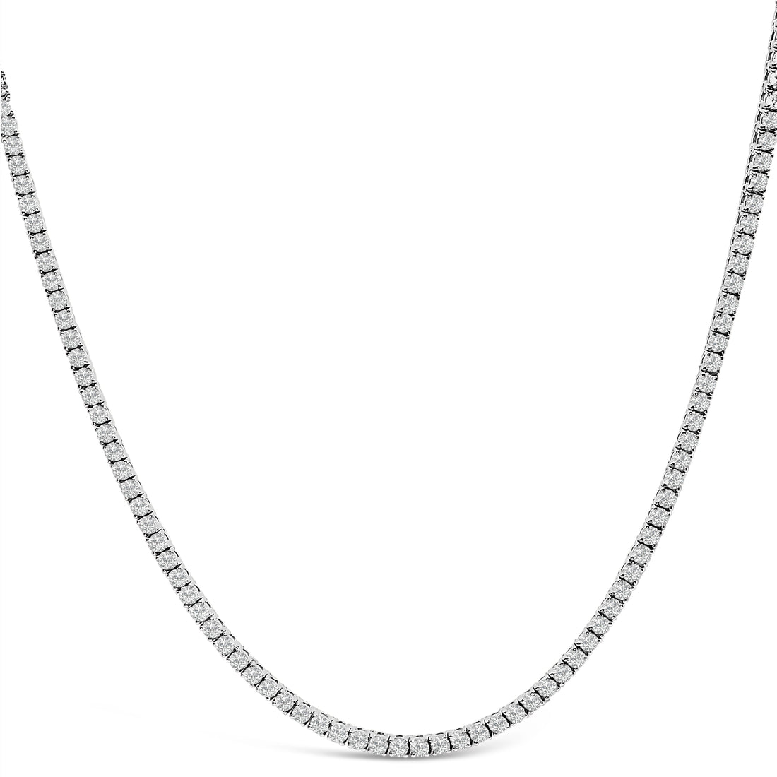 14K White Gold 10 3/4 Cttw Lab Grown Diamond Tennis Necklace  DestGlow