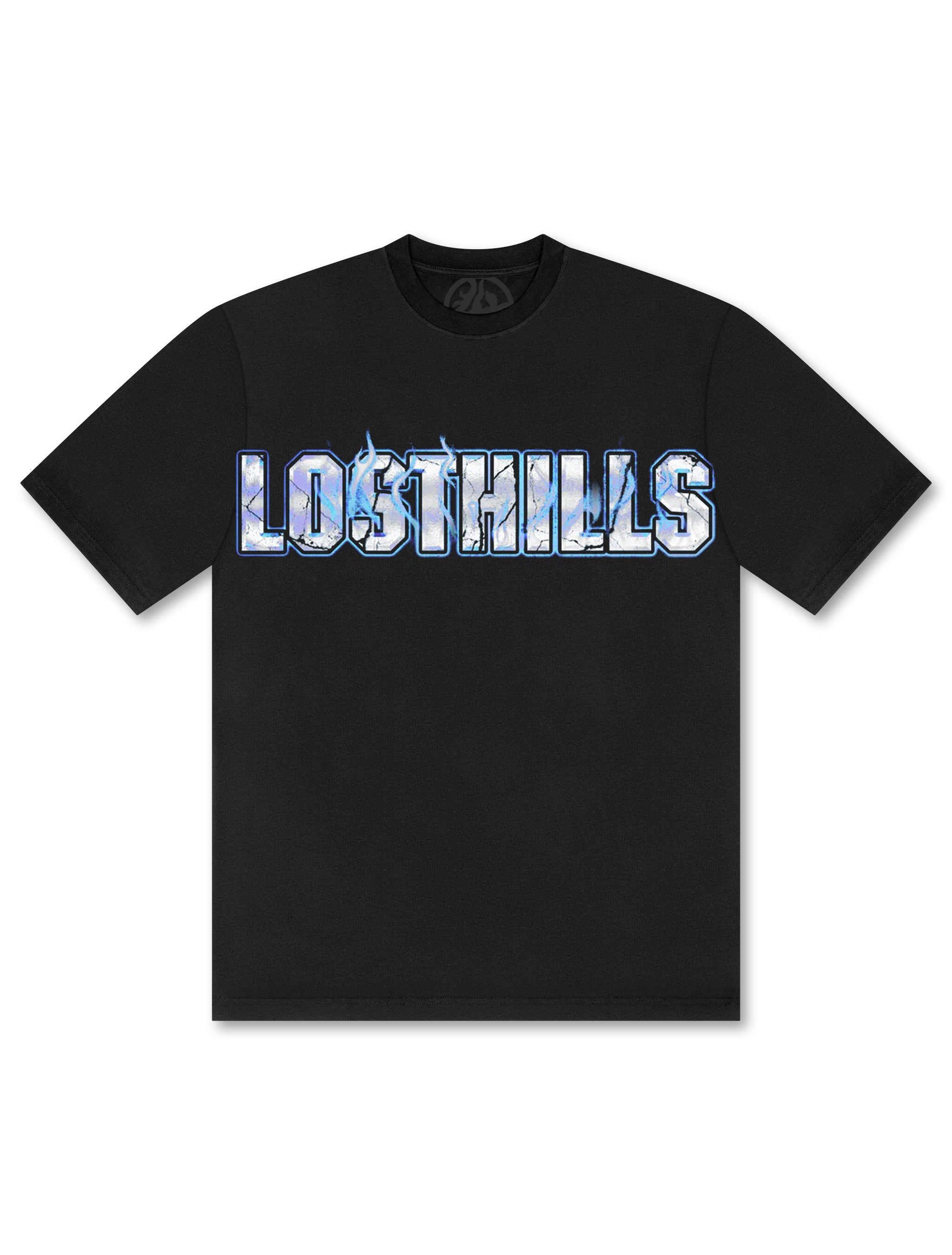 Losthills Inverted Logo Tee - Black by Denim Exchange