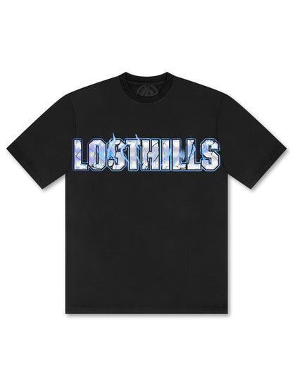 Losthills Inverted Logo Tee - Black by Denim Exchange