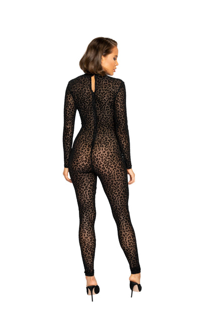 Fierce Elegance Velvet Leopard Bodysuit 