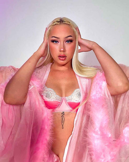 2pc Lace &amp; Satin Underwire Bra Set