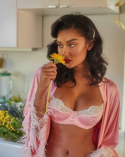 2pc Lace &amp; Satin Underwire Bra Set