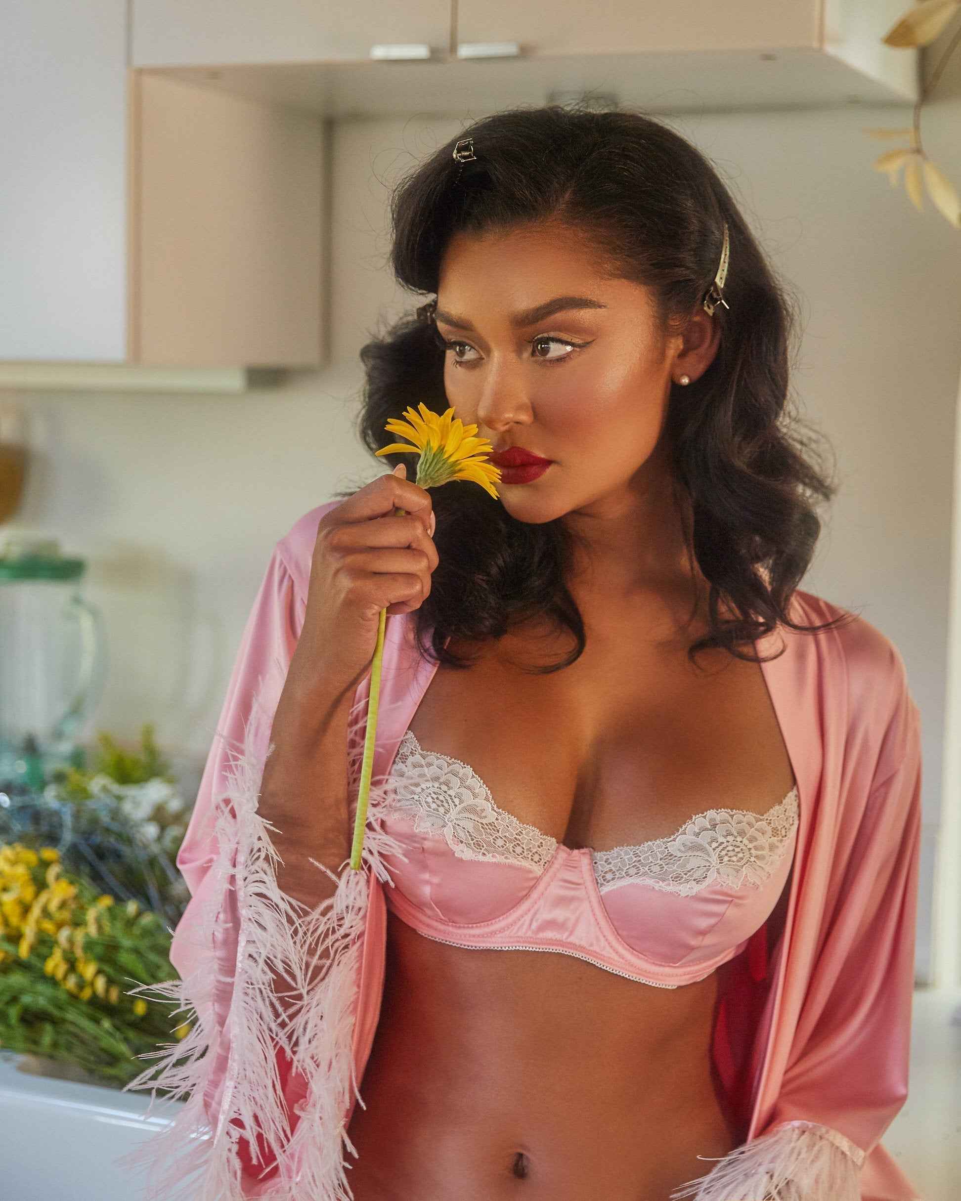 2pc Lace &amp; Satin Underwire Bra Set