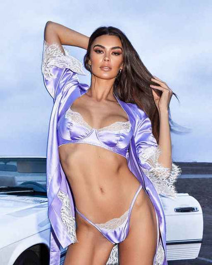 2pc Lace &amp; Satin Underwire Bra Set