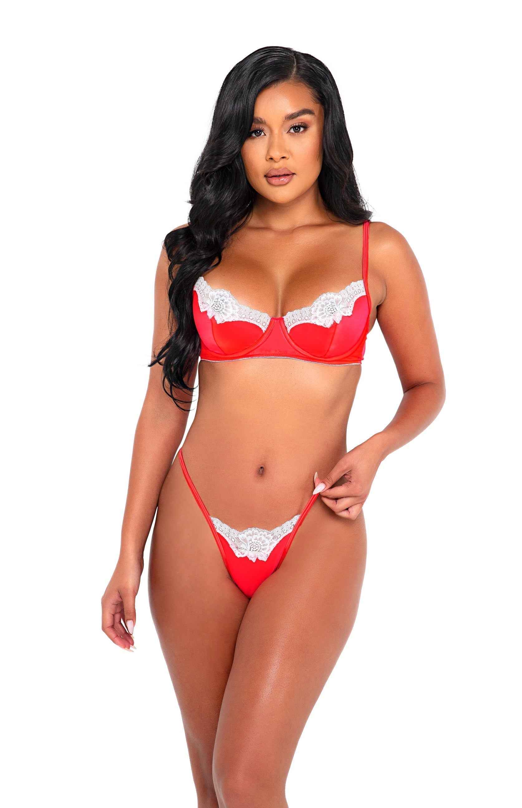 2pc Lace &amp; Satin Underwire Bra Set