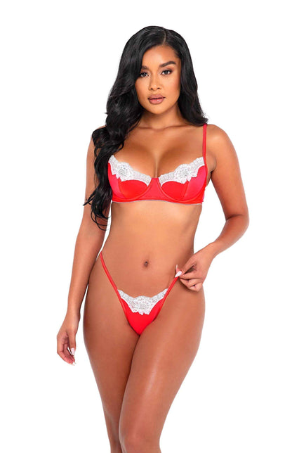 2pc Lace &amp; Satin Underwire Bra Set