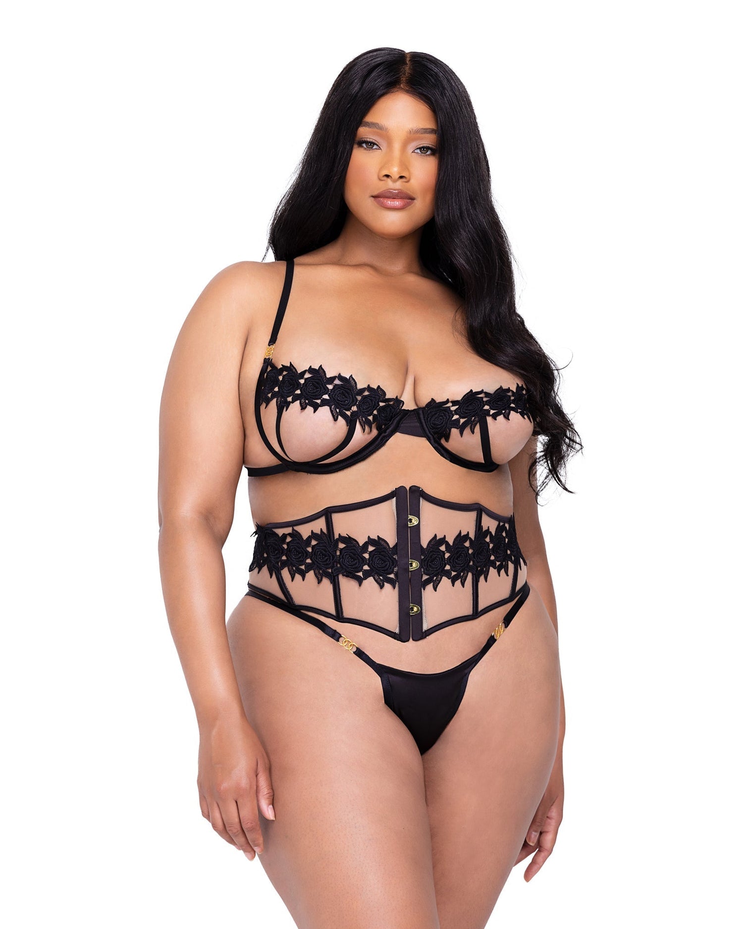 Ebony Rose 3-Piece Waspie Short Set 