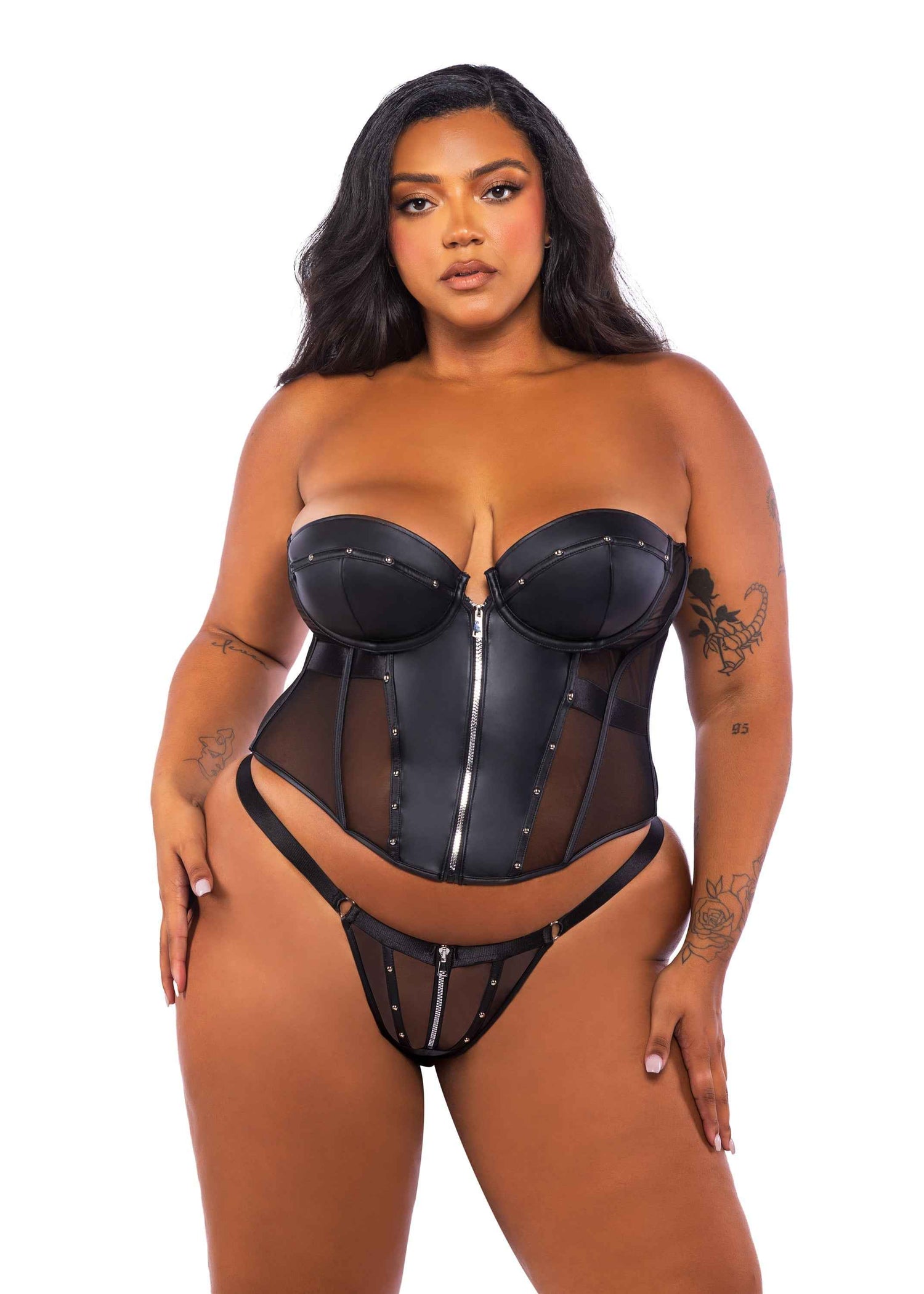 Lust &amp; Leather Corset 2-Piece Set