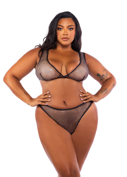 Think Pink Rhinestone Bralette 2-Piece Short Set 