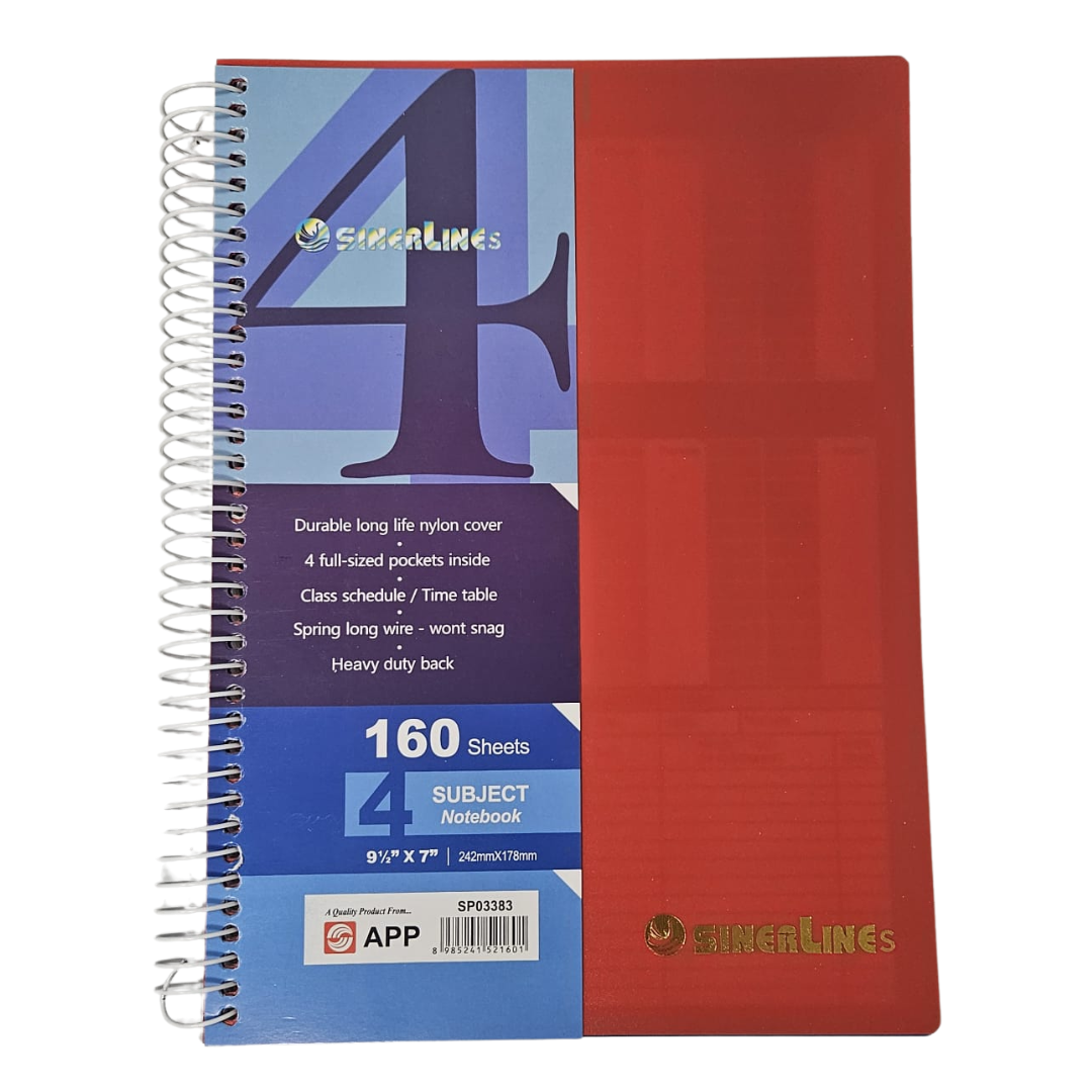 SinAline Spiral Notebook (4 Subject, 160 Sheets) by Farmacias Savia