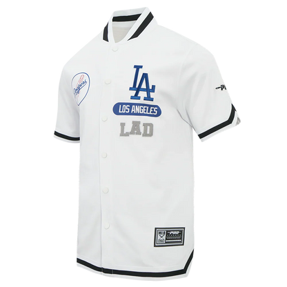 Pro Standard Los Angeles Dodgers Letterman Button Down - White by Denim Exchange