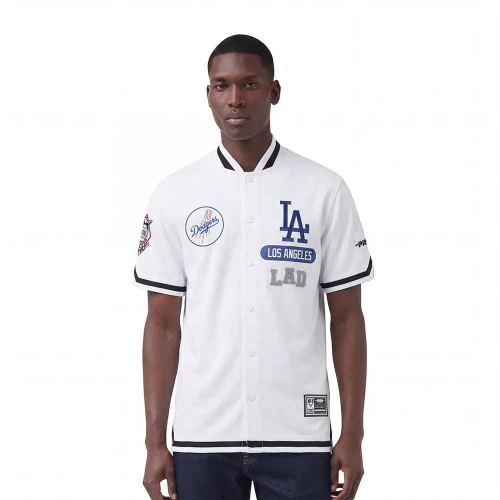 Pro Standard Los Angeles Dodgers Letterman Button Down - White by Denim Exchange