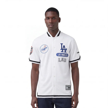 Pro Standard Los Angeles Dodgers Letterman Button Down - White by Denim Exchange