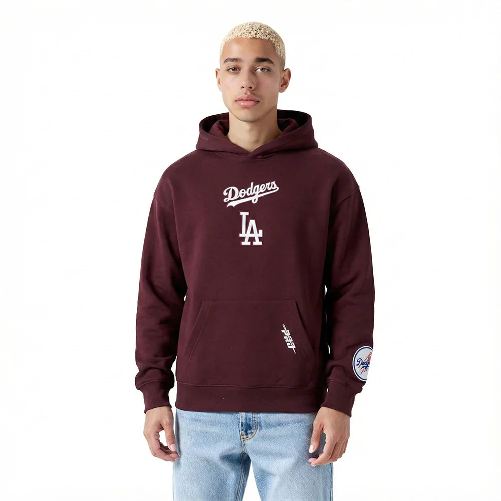 Pro Standard La Dodgers Wingspan Drop Shoulder Hoodie - Wine by Denim Exchange